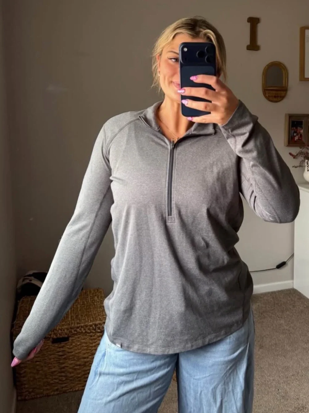 REI Women's Long-Sleeve Half-Zip Top — Charcoal Gray - Picture 3 of 4